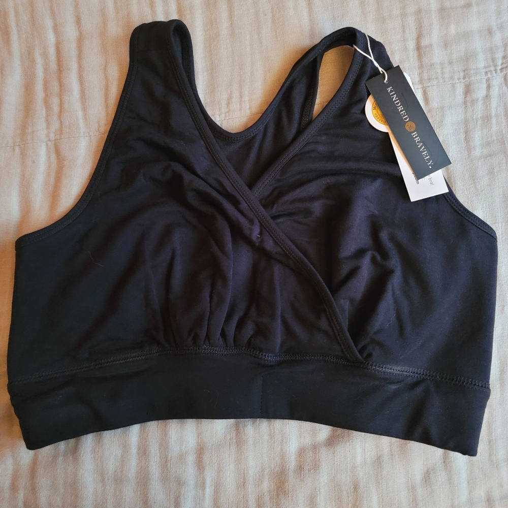 NWT Kindred Bravely French Terry Bra, XL Busty, Black